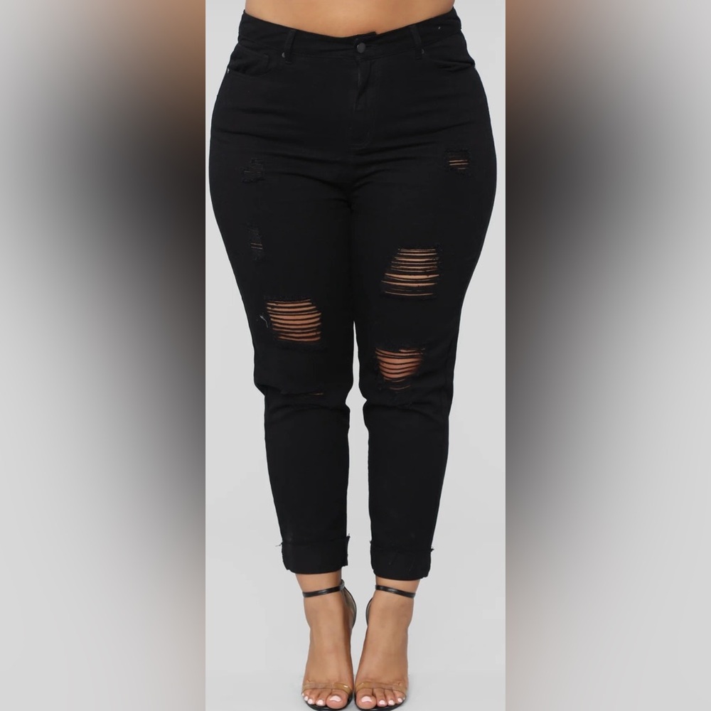 NWT 100% Cotton Fashion Nova Black Love Your Boyfriend II Jeans